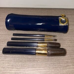 Estee Lauder Makeup Brush Set with Navy and Gold Accents